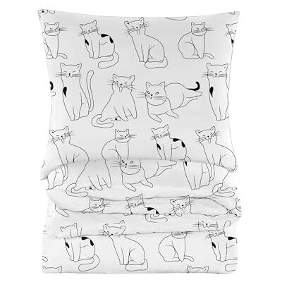 Cotton Market Parure de lit 2 pièces en coton 200 x 200 cm Housse de couette 200 x 200 cm et 2 taies d'oreiller 70 x 80 cm Blanc, chats Cotton Market Parure de lit 2 pièces en coton 200 x 200 cm Housse de couette 200 x 200 cm et 2 taies d'oreiller 70 x 80 cm Blanc, chats