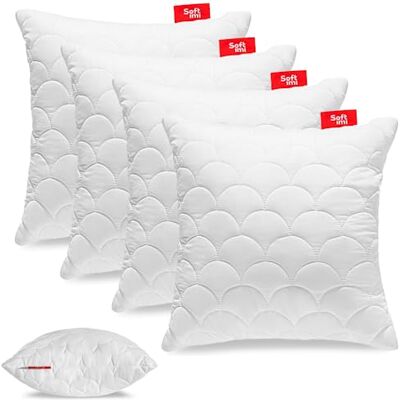 Softimi Lot de 4 coussins à rayures de qualité supérieure 50 x 50 cm Anti-allergiques Anti-acariens Sans odeur Utilisable immédiatement Avec réglage de la dureté (lot de 4 50 x 50 cm) Softimi Lot de 4 coussins à rayures de qualité supérieure 50 x 50 cm Anti-allergiques Anti-acariens Sans odeur Utilisable immédiatement Avec réglage de la dureté (lot de 4 50 x 50 cm)