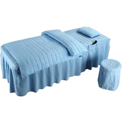 LUYSGBXR Coussin de lit de massage Salon de beauté Drap de lit 5 pièces Jupe de lit courte de beauté Couvre-lit avec trou Massage du corps Couette (bleu, housse ronde pour tool) LUYSGBXR Coussin de lit de massage Salon de beauté Drap de lit 5 pièces Jupe de lit courte de beauté Couvre-lit avec trou Massage du corps Couette (bleu, housse ronde pour tool)
