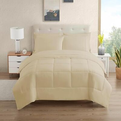 home sweet home collection Sweet Home Collection Parure de lit 7 pièces en duvet doux avec couette pour toutes les saisons couverture alternative et draps de lit en microfibre couleur unie (pour lit double, beige) home sweet home collection Sweet Home Collection Parure de lit 7 pièces en duvet doux avec couette pour toutes les saisons couverture alternative et draps de lit en microfibre couleur unie (pour lit double, beige)