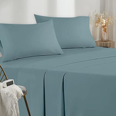 Poligino Parure de lit simple en microfibre simple 90 x 200 cm, drap de dessus 160 x 280 cm, 1 taie d’oreiller 50 x 80 cm, vert Poligino Parure de lit simple en microfibre simple 90 x 200 cm, drap de dessus 160 x 280 cm, 1 taie d’oreiller 50 x 80 cm, vert