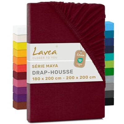 Lavea ® Drap-Housse 180x190/200 cm – Coton 100% Doux et Respirant – pour Matelas Épais Jusqu’à 20 cm – Jersey avec Élastique Tout Autour – Bordeaux Lavea ® Drap-Housse 180x190/200 cm – Coton 100% Doux et Respirant – pour Matelas Épais Jusqu’à 20 cm – Jersey avec Élastique Tout Autour – Bordeaux