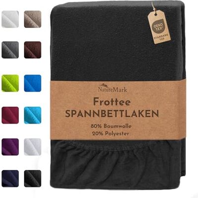 NatureMark Drap-Housse en éponge – Doux et Respirant, respectueux de la Peau, Pratique et Facile d’Entretien, Durable et résistant, 80% Coton & 20% Polyester, 200x220 cm, Noir NatureMark Drap-Housse en éponge – Doux et Respirant, respectueux de la Peau, Pratique et Facile d’Entretien, Durable et résistant, 80% Coton & 20% Polyester, 200x220 cm, Noir