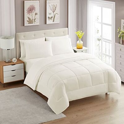 home sweet home collection Sweet Home Collection Parure de lit 7 pièces en duvet doux avec couette pour toutes les saisons couverture alternative et draps de lit en microfibre couleur unie (pour lit simple, ivoire) home sweet home collection Sweet Home Collection Parure de lit 7 pièces en duvet doux avec couette pour toutes les saisons couverture alternative et draps de lit en microfibre couleur unie (pour lit simple, ivoire)