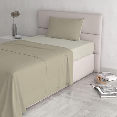 Ensemble de draps Datex Tortora/Panna - Lit simple, Coton, Qualité italienne Ensemble de draps Datex Tortora/Panna - Lit simple, Coton, Qualité italienne