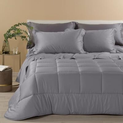 Caleffi 18544 Satin Coton Couette pour lit double, gris Caleffi 18544 Satin Coton Couette pour lit double, gris