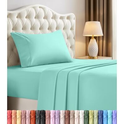 Utopia Bedding Parure de lit 3 pièces en microfibre brossée, résistante au rétrécissement et à la décoloration, facile d'entretien (lit simple, bleu spa) Utopia Bedding Parure de lit 3 pièces en microfibre brossée, résistante au rétrécissement et à la décoloration, facile d'entretien (lit simple, bleu spa)