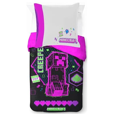 Jay Franco Minecraft Creeper Parure de lit 2 pièces super douce pour enfant avec taie d'oreiller, housse de couette uniquement (rembourrage non inclus), noir, 2 pièces pour lit simple Jay Franco Minecraft Creeper Parure de lit 2 pièces super douce pour enfant avec taie d'oreiller, housse de couette uniquement (rembourrage non inclus), noir, 2 pièces pour lit simple