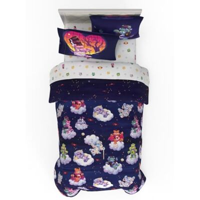 Franco Parure de lit et parure de lit 5 pièces en microfibre, Care Bears X Universal Monsters, lit simple Franco Parure de lit et parure de lit 5 pièces en microfibre, Care Bears X Universal Monsters, lit simple