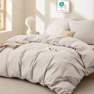 Bedsure Housse de couette pour lit double en coton, 240 x 200 cm, beige, 2 Parure de lit 100 % coton avec fermeture éclair Oeko-Tex douce et respirante, délicate et résistante, 4 saisons, polyvalente Bedsure Housse de couette pour lit double en coton, 240 x 200 cm, beige, 2 Parure de lit 100 % coton avec fermeture éclair Oeko-Tex douce et respirante, délicate et résistante, 4 saisons, polyvalente