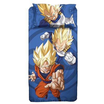 hermet Dragonball Parure de lit 1 place, drap plat, drap plat, taie d'oreiller, 100% coton, produit officiel hermet Dragonball Parure de lit 1 place, drap plat, drap plat, taie d'oreiller, 100% coton, produit officiel