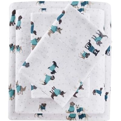 Intelligent Design Parure de lit 3 pièces en flanelle 100% coton avec imprimé animaux et étoiles mignons, chaude et ultra douce pour temps froid, lit simple XL, chiens sarcelle Intelligent Design Parure de lit 3 pièces en flanelle 100% coton avec imprimé animaux et étoiles mignons, chaude et ultra douce pour temps froid, lit simple XL, chiens sarcelle