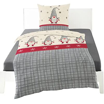 Bierbaum Parure de lit 3743 en flanelle, 100% coton, conçue en Allemagne, gris 10, 135 x 200 + 80 x 80 cm Bierbaum Parure de lit 3743 en flanelle, 100% coton, conçue en Allemagne, gris 10, 135 x 200 + 80 x 80 cm