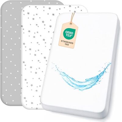 Lovely Hippo Housse 80 x 160 cm + 1 protège-matelas imperméable pour lit cabane (gris constellation) Lovely Hippo Housse 80 x 160 cm + 1 protège-matelas imperméable pour lit cabane (gris constellation)