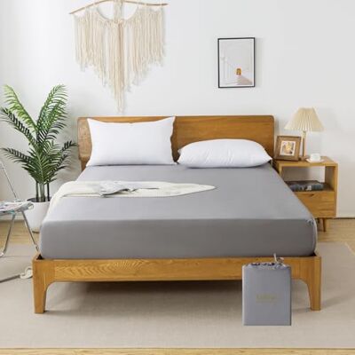 bienDo Drap Housse 140x200, 35CM Grand Bonnet pour Matelas Epais, Gris, Housse de Lit en Bambou-Soie Végétale, Fitted Sheet Refroidissant pour Été et Hiver, Doux comme La Soie bienDo Drap Housse 140x200, 35CM Grand Bonnet pour Matelas Epais, Gris, Housse de Lit en Bambou-Soie Végétale, Fitted Sheet Refroidissant pour Été et Hiver, Doux comme La Soie