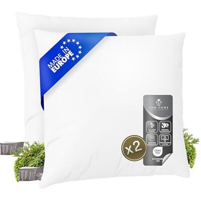 FH FAM' HOME HOME COSINESS FAM' HOME Ensemble de 2 coussins en microfibre, pour personnes allergiques avec un soutien optimal pour le cou et la tête, 60 x 60 cm FH FAM' HOME HOME COSINESS FAM' HOME Ensemble de 2 coussins en microfibre, pour personnes allergiques avec un soutien optimal pour le cou et la tête, 60 x 60 cm
