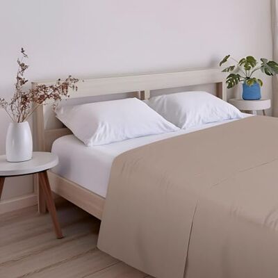 ECOMMERC3 Drap de dessus extra doux et confortable pour lit de 90 cm, couleur terre, fabriqué 100% en Espagne, respirant, facile d'entretien ECOMMERC3 Drap de dessus extra doux et confortable pour lit de 90 cm, couleur terre, fabriqué 100% en Espagne, respirant, facile d'entretien