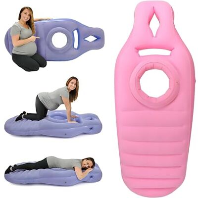 Kingbar Oreiller de grossesse gonflable avec trou pour le ventre, pour un soutien ultime du sommeil, soutien pour la bosse de bébé, rose Kingbar Oreiller de grossesse gonflable avec trou pour le ventre, pour un soutien ultime du sommeil, soutien pour la bosse de bébé, rose
