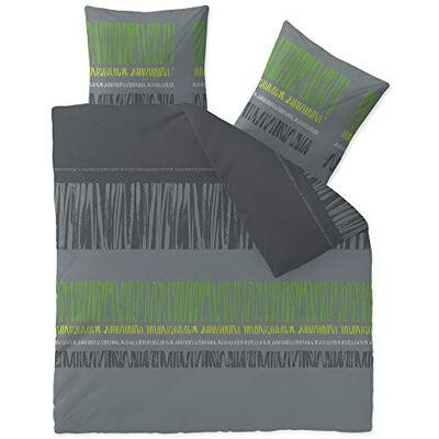 CelinaTex Touchme Parure de lit 3 pièces en flanelle de coton 200 x 220 cm pour l'été et l'hiver, toute l'année, facile d'entretien, Anni gris, noir, vert CelinaTex Touchme Parure de lit 3 pièces en flanelle de coton 200 x 220 cm pour l'été et l'hiver, toute l'année, facile d'entretien, Anni gris, noir, vert