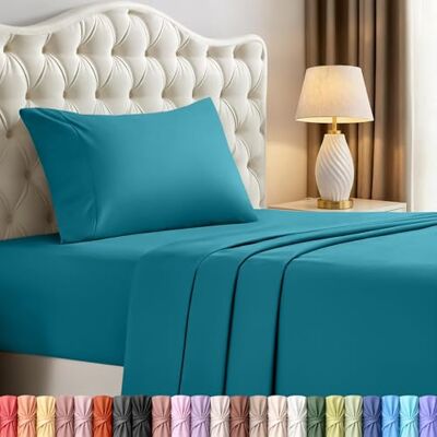 Utopia Bedding Parure de lit 3 pièces en microfibre brossée, résistante au rétrécissement et à la décoloration, facile d'entretien (lit simple, bleu denim) Utopia Bedding Parure de lit 3 pièces en microfibre brossée, résistante au rétrécissement et à la décoloration, facile d'entretien (lit simple, bleu denim)