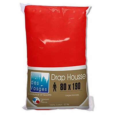 Nuit des Vosges 2107586 Cotoval Drap Housse Uni Coton Rouge 80 x 190 cm Nuit des Vosges 2107586 Cotoval Drap Housse Uni Coton Rouge 80 x 190 cm
