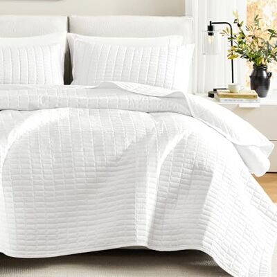 Comfort Spaces Couvre-lit léger pour toutes les saisons, couvre-lits, taies assorties, tissu, blanc, lit double/grand lit (228,6 x 228,6 cm) Comfort Spaces Couvre-lit léger pour toutes les saisons, couvre-lits, taies assorties, tissu, blanc, lit double/grand lit (228,6 x 228,6 cm)