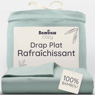 Bambaw Drap Plat 2 Personnes Bambou 240x290 cm, Linge de Lit Bambou Anti Acariens et Hypoallergénique, Drap Eté et Hiver Thermorégulateur, Certifié Oeko-Tex (Vert d'Eau) Bambaw Drap Plat 2 Personnes Bambou 240x290 cm, Linge de Lit Bambou Anti Acariens et Hypoallergénique, Drap Eté et Hiver Thermorégulateur, Certifié Oeko-Tex (Vert d'Eau)