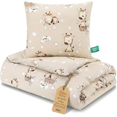 Totsy Baby Couette bébé sans housse Set 135X200 cm + 80X80 cm coton – couverture enfant avec oreiller pour lit bébé maternelle crèche – parure couette Oeko Tex légère respirante Girafes Totsy Baby Couette bébé sans housse Set 135X200 cm + 80X80 cm coton – couverture enfant avec oreiller pour lit bébé maternelle crèche – parure couette Oeko Tex légère respirante Girafes