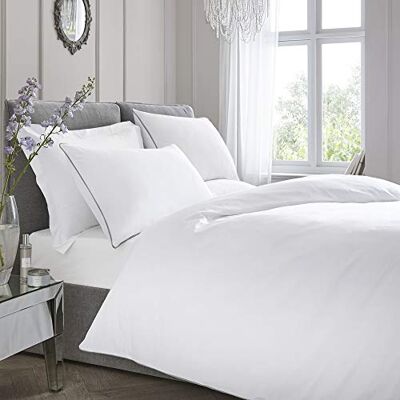 Appletree Parure de lit blanche Super King Size (260 x 220 cm) Parure de lit blanche unie 100% coton doux et luxueux Housse de couette à bords passepoilés 2 taies d'oreiller Style Appletree Parure de lit blanche Super King Size (260 x 220 cm) Parure de lit blanche unie 100% coton doux et luxueux Housse de couette à bords passepoilés 2 taies d'oreiller Style