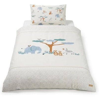 roba Linge de Lit Enfant Savanna Friends – Housse de Couette 100 x 135 cm + Taie d’Oreiller 40 x 60 cm – Parure de Lit 2 Pièces en Coton – Beige/Blanc roba Linge de Lit Enfant Savanna Friends – Housse de Couette 100 x 135 cm + Taie d’Oreiller 40 x 60 cm – Parure de Lit 2 Pièces en Coton – Beige/Blanc