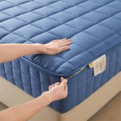 TYYUETY Housse entièrement zippée respirante anti-poussière lavable taille personnalisable protège-matelas imperméable matelassé pour lits simple/double/king size Bleu 200 x 200 + 25 cm TYYUETY Housse entièrement zippée respirante anti-poussière lavable taille personnalisable protège-matelas imperméable matelassé pour lits simple/double/king size Bleu 200 x 200 + 25 cm