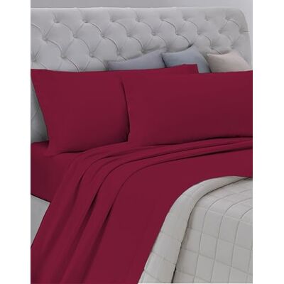 GEMITEX Parure de lit en coton, 100% coton, respirante sans substances nocives, qualité certifiée standard 100 par OEKO-TEX Confiance au textile, 1 place et demie, COL BORDEAUX, conçue en Italie GEMITEX Parure de lit en coton, 100% coton, respirante sans substances nocives, qualité certifiée standard 100 par OEKO-TEX Confiance au textile, 1 place et demie, COL BORDEAUX, conçue en Italie