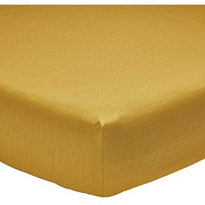 Origin Drap Housse Fines Rayures en Bambou, 140 x 190 cm, Écorce, Moutarde Origin Drap Housse Fines Rayures en Bambou, 140 x 190 cm, Écorce, Moutarde