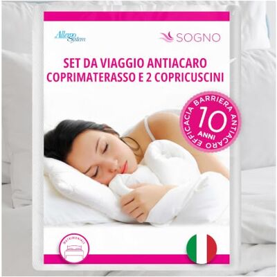 Allergosystem Parure de lit pour lit double 170 x 200 cm et 2 taies d'oreiller, avec fermeture éclair, 50 x 80 cm, fabriquée en Italie, parure de lit pour les voyages et les vacances Allergosystem Parure de lit pour lit double 170 x 200 cm et 2 taies d'oreiller, avec fermeture éclair, 50 x 80 cm, fabriquée en Italie, parure de lit pour les voyages et les vacances