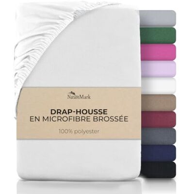 NatureMark Drap-housse en microfibre Doux et respirant Facile d'entretien Infroissable Couleurs modernes Blanc 140 x 200 cm NatureMark Drap-housse en microfibre Doux et respirant Facile d'entretien Infroissable Couleurs modernes Blanc 140 x 200 cm