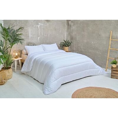 Bleu Calin Couette 1 à 2 Personnes Microfibre, Chaude, Douce, Blanc, 200x200 cm, KMF45 Bleu Calin Couette 1 à 2 Personnes Microfibre, Chaude, Douce, Blanc, 200x200 cm, KMF45