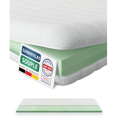 AM Qualitätsmatratzen Surmatelas 180 x 220 cm moelleux Housse de surmatelas amovible et lavable Surmatelas mousse 180x220 6 cm Topper souple et adaptable pour un bon sommeil 180/220 AM Qualitätsmatratzen Surmatelas 180 x 220 cm moelleux Housse de surmatelas amovible et lavable Surmatelas mousse 180x220 6 cm Topper souple et adaptable pour un bon sommeil 180/220