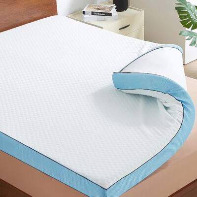 CASABEL Surmatelas 140 x 190 cm Mémoire de Forme, 7 cm d'épaisseur, Confort Moelleux ou Tonique, Double Face avec Housse Respirante 100% Coton Ultra Doux, Hypoallergénique CASABEL Surmatelas 140 x 190 cm Mémoire de Forme, 7 cm d'épaisseur, Confort Moelleux ou Tonique, Double Face avec Housse Respirante 100% Coton Ultra Doux, Hypoallergénique