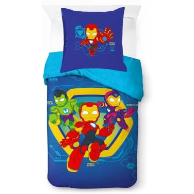 Jay Franco Kids Marvel Parure de lit Iron Man et ses amis fantastiques – Parure de lit super douce avec taie d'oreiller UNIQUEMENT, couette non incluse, bleu, 2 pièces, lit simple Jay Franco Kids Marvel Parure de lit Iron Man et ses amis fantastiques – Parure de lit super douce avec taie d'oreiller UNIQUEMENT, couette non incluse, bleu, 2 pièces, lit simple
