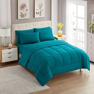 home sweet home collection Sweet Home Collection Parure de lit 7 pièces en duvet avec couette pour toutes les saisons couverture alternative et draps de lit en microfibre couleur unie (pour lit Queen-size, bleu sarcelle) home sweet home collection Sweet Home Collection Parure de lit 7 pièces en duvet avec couette pour toutes les saisons couverture alternative et draps de lit en microfibre couleur unie (pour lit Queen-size, bleu sarcelle)