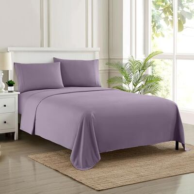home sweet home collection Parure de lit 1800 fils au pouce carré Draps en microfibre brossée douce de qualité égyptienne Parure de lit de luxe avec drap plat, drap-housse, 2 taies d'oreiller home sweet home collection Parure de lit 1800 fils au pouce carré Draps en microfibre brossée douce de qualité égyptienne Parure de lit de luxe avec drap plat, drap-housse, 2 taies d'oreiller