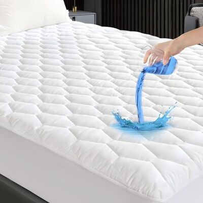 GRT Protège-matelas 150 x 200 cm Surmatelas matelassé imperméable Poche profonde Housse de matelas extensible jusqu'à 30 cm Blanc GRT Protège-matelas 150 x 200 cm Surmatelas matelassé imperméable Poche profonde Housse de matelas extensible jusqu'à 30 cm Blanc