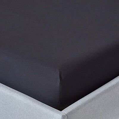HOMESCAPES Drap Housse 140x200 cm, Bonnet 30 cm et Jupe élastique, 100% Coton égyptien 200 Fils, Coloris Noir HOMESCAPES Drap Housse 140x200 cm, Bonnet 30 cm et Jupe élastique, 100% Coton égyptien 200 Fils, Coloris Noir
