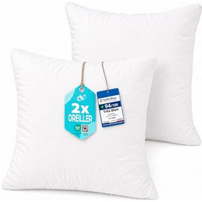 Flowen Oreiller 65x65 Lot de 2 pour Le Lit Coussins pour Dormir et Décoratifs Antiallergiques Anti-Acariens et Rafraichissant Taie d'Oreiller Blanc en Coton et Polyest. Amovible et Lavable Flowen Oreiller 65x65 Lot de 2 pour Le Lit Coussins pour Dormir et Décoratifs Antiallergiques Anti-Acariens et Rafraichissant Taie d'Oreiller Blanc en Coton et Polyest. Amovible et Lavable