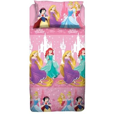 hermet Princess, Parure de lit 100% coton, pour lit carré et demi Disney, drap plat, taie d'oreiller, rose, Disney, 100% coton, produit officiel hermet Princess, Parure de lit 100% coton, pour lit carré et demi Disney, drap plat, taie d'oreiller, rose, Disney, 100% coton, produit officiel