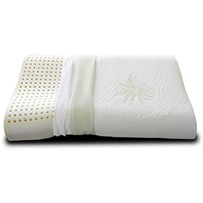 EvergreenWeb Oreiller 100% Latex Double Vague pour Cervical avec ALOE VERA et Tissu de Coton, Double Couverture Amovible et Lavable en Machine (Oreiller, 1) EvergreenWeb Oreiller 100% Latex Double Vague pour Cervical avec ALOE VERA et Tissu de Coton, Double Couverture Amovible et Lavable en Machine (Oreiller, 1)