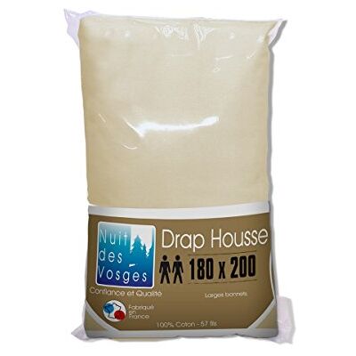 Nuit des Vosges Cotoval Drap Housse Coton Naturel 180 x 200 cm Nuit des Vosges Cotoval Drap Housse Coton Naturel 180 x 200 cm