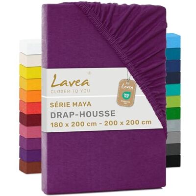 Lavea ® Drap-Housse 180x190/200 cm – Coton 100% Doux et Respirant – pour Matelas Épais Jusqu’à 20 cm – Jersey avec Élastique Tout Autour – Lilas Lavea ® Drap-Housse 180x190/200 cm – Coton 100% Doux et Respirant – pour Matelas Épais Jusqu’à 20 cm – Jersey avec Élastique Tout Autour – Lilas