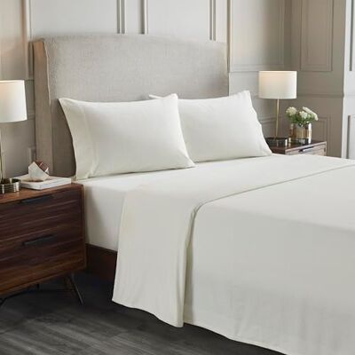 Ensemble de Draps en Flanelle Ivoire - Literie Ensemble de Draps en Flanelle Ivoire - Literie