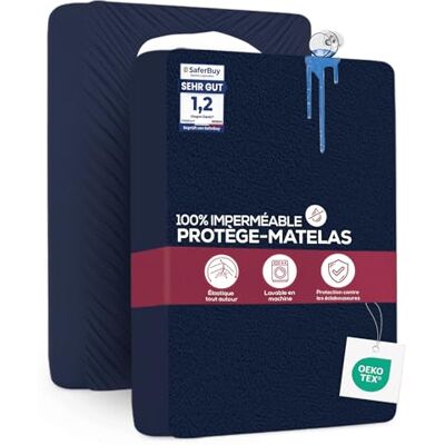 Utopia Bedding Protège Matelas 160 x 200 x 30 cm Imperméable, Certifié Oeko TEX, Alèse Drap Housse, Matelas Couvre, Respirant, Élastique Tout Autour (Bleu Marine) Utopia Bedding Protège Matelas 160 x 200 x 30 cm Imperméable, Certifié Oeko TEX, Alèse Drap Housse, Matelas Couvre, Respirant, Élastique Tout Autour (Bleu Marine)
